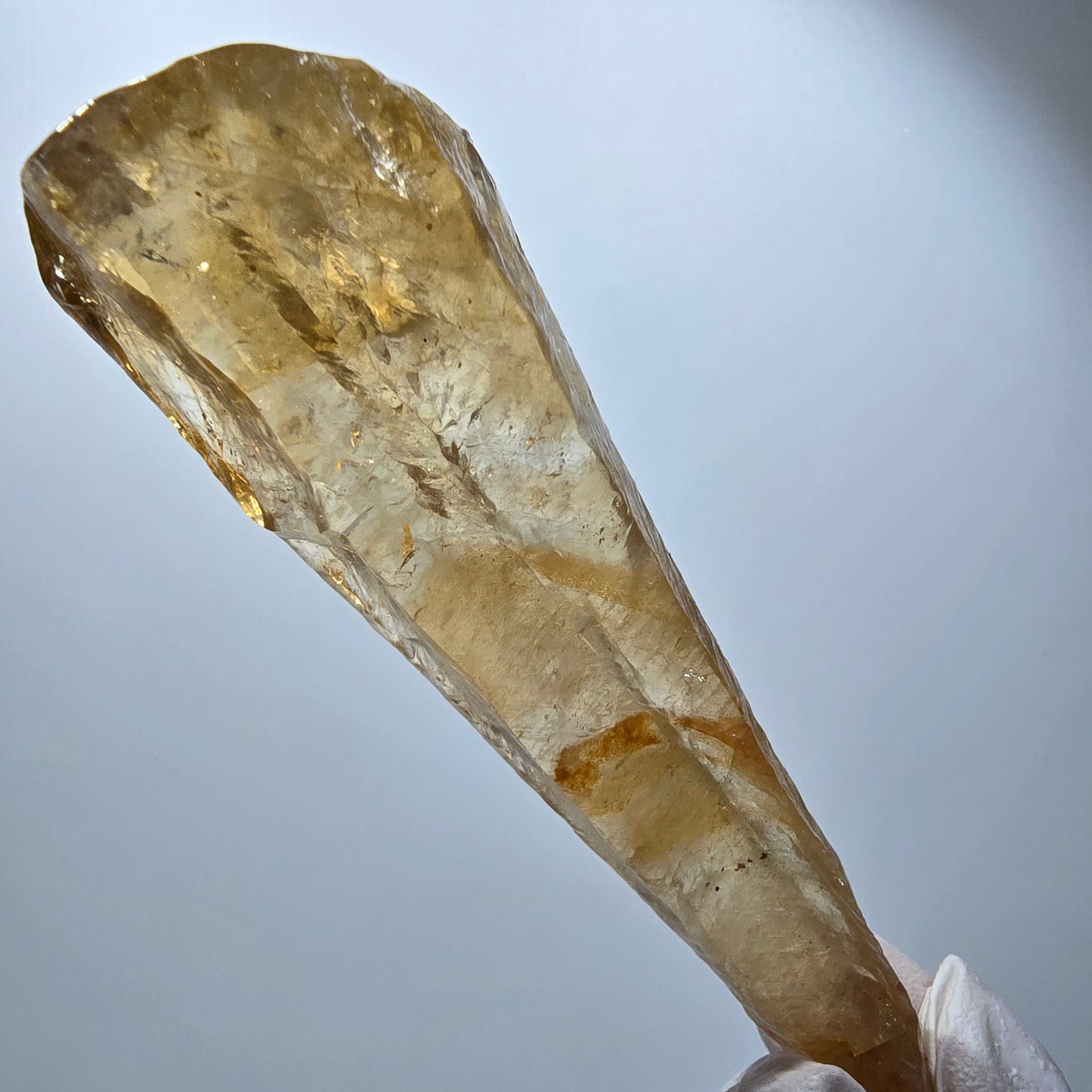 XL Natural Honey Calcite Crystal, yellow orange Erongo, Namibia 103*26*16mm #12291 