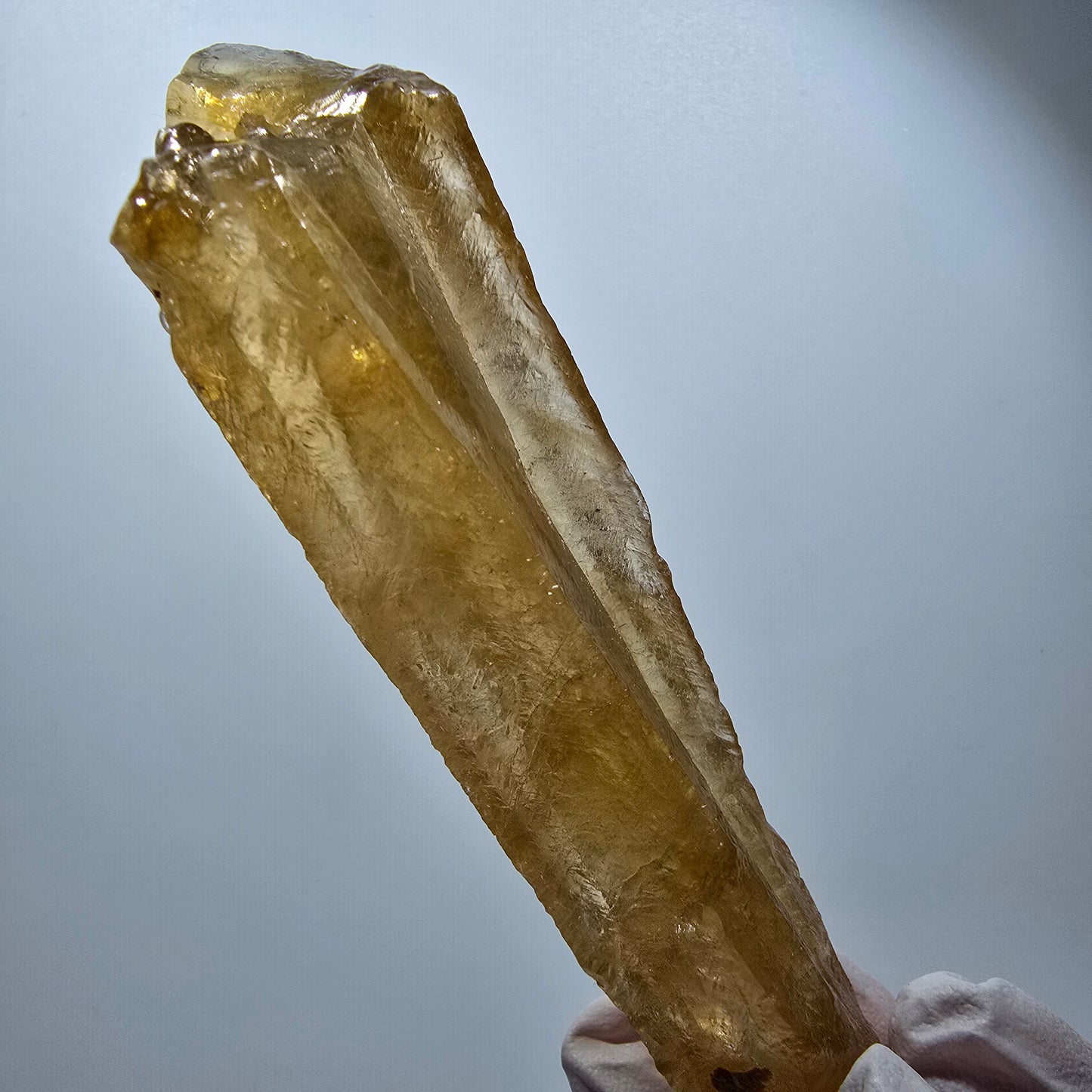 XL Natural Honey Calcite Crystal, yellow orange Erongo, Namibia 109*28*19mm #12292 