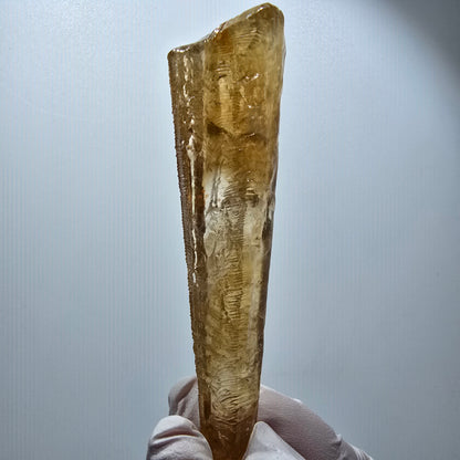 Cristal de calcite miel naturel XL, jaune orangé, Erongo, Namibie 94*25*18mm #12293 
