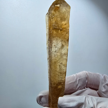 Cristal de calcite miel naturel XL, jaune orangé, Erongo, Namibie 94*25*18mm #12293 