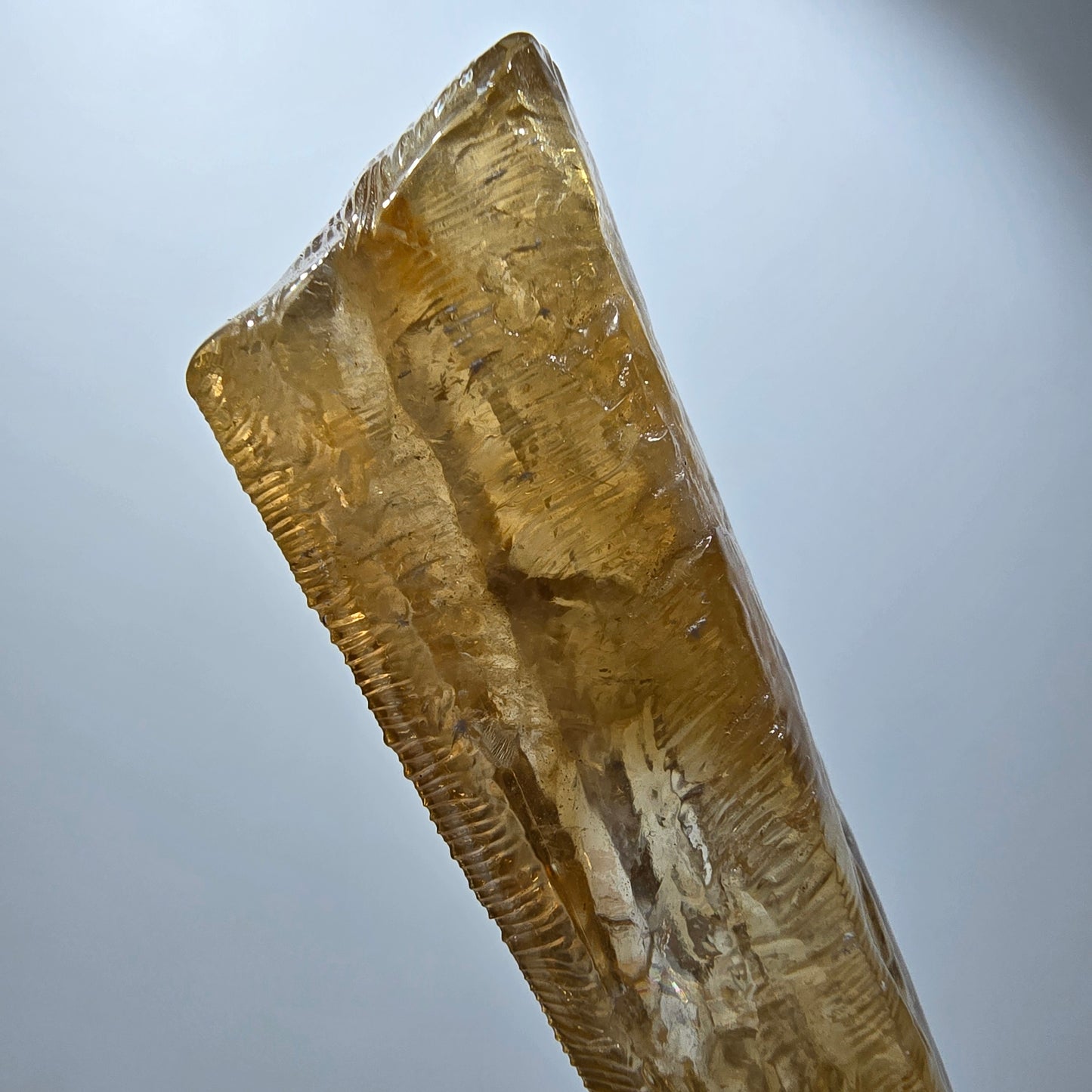 Cristal de calcite miel naturel XL, jaune orangé, Erongo, Namibie 94*25*18mm #12293 