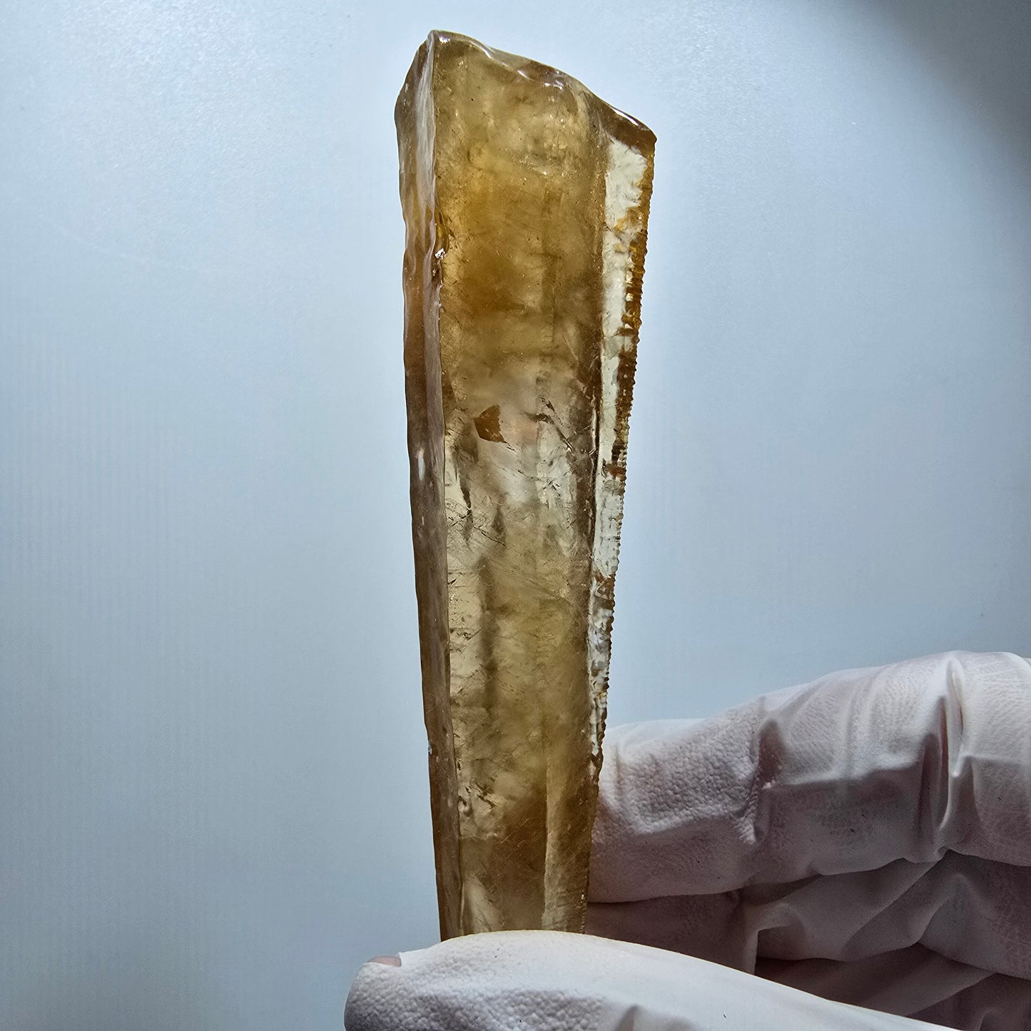 Cristal de calcite miel naturel XL, jaune orangé, Erongo, Namibie 94*25*18mm #12293 