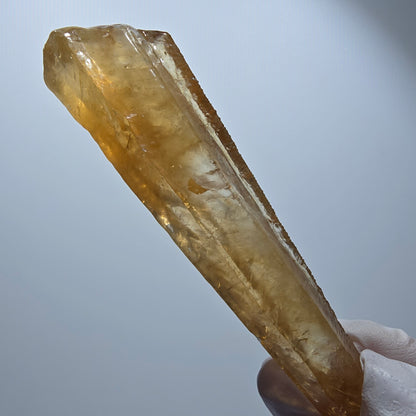 Cristal de calcite miel naturel XL, jaune orangé, Erongo, Namibie 94*25*18mm #12293 