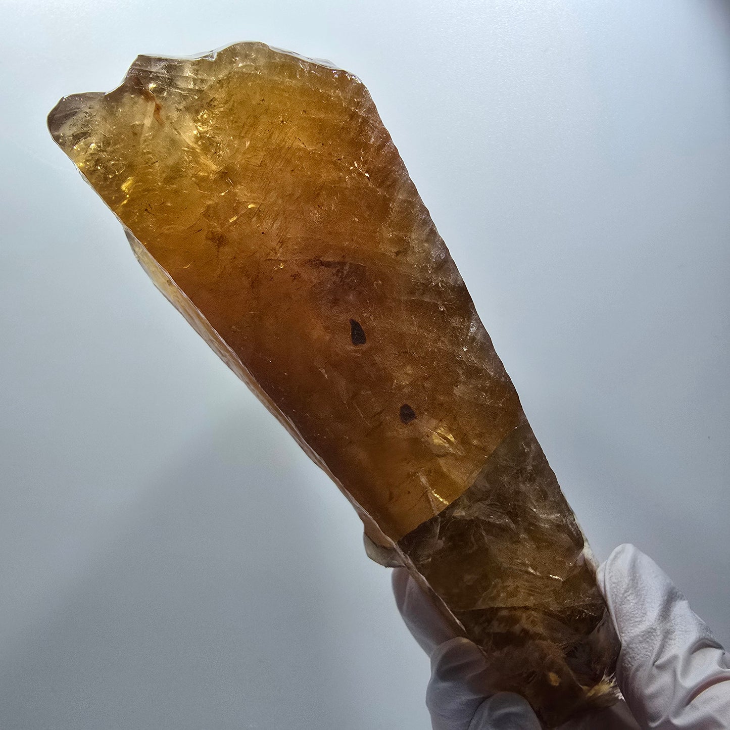 Cristal de calcite miel naturel XL, jaune orangé, Erongo, Namibie 139*62*54mm #12294 