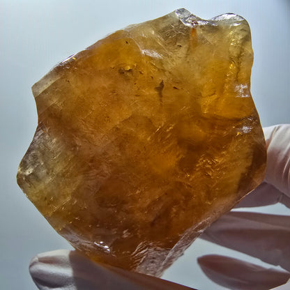 Cristal de calcite miel naturel XL, jaune orangé, Erongo, Namibie 139*62*54mm #12294 