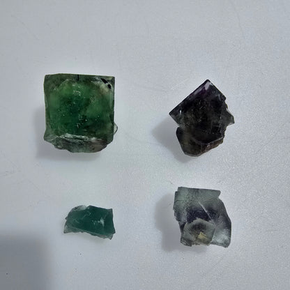 Lot of 4 Phantom Fluorite Cubes, green-purple, Okorusu, Namibia, 13-18mm #12297 