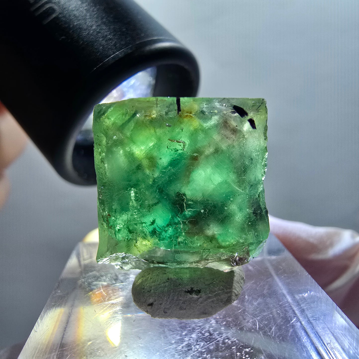 Lot of 4 Phantom Fluorite Cubes, green-purple, Okorusu, Namibia, 13-18mm #12297 