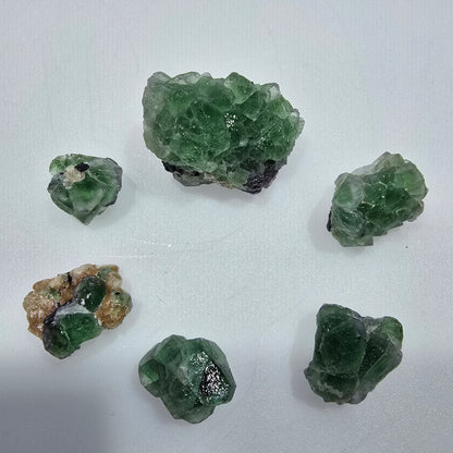 Lot of 6 Phantom Fluorite, Muscovite, Schörl Tourmaline Erongo, Namibia 13-29mm #12304 