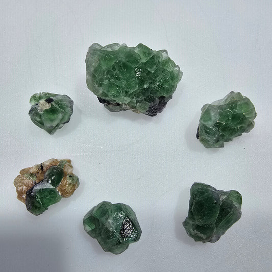 Lot of 6 Phantom Fluorite, Muscovite, Schörl Tourmaline Erongo, Namibia 13-29mm #12304 