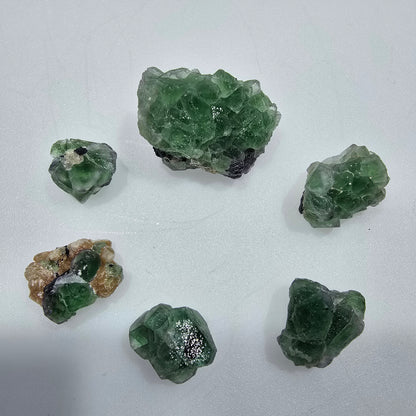 Lot of 6 Phantom Fluorite, Muscovite, Schörl Tourmaline Erongo, Namibia 13-29mm #12304 