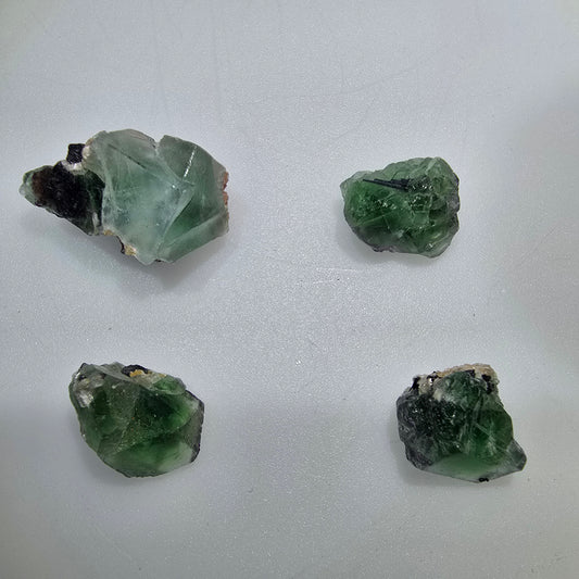 Lot of 4 Phantom Fluorite, Muscovite, Schörl Tourmaline Erongo, Namibia 16-25mm #12305 
