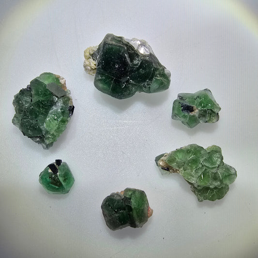 Lot of 6 Phantom Fluorite, Muscovite, Schörl Tourmaline Erongo, Namibia 10-27mm #12306 