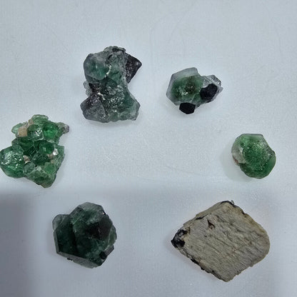 Lot of 6 Phantom Fluorite, Muscovite, Schörl Tourmaline Erongo, Namibia 13-25mm #12308 