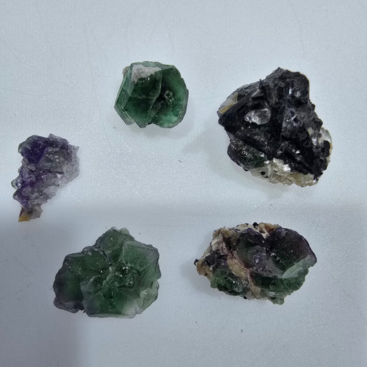 Lot of 5 Phantom Fluorite, Muscovite, Schörl Tourmaline Erongo, Namibia 16-24mm #12309 
