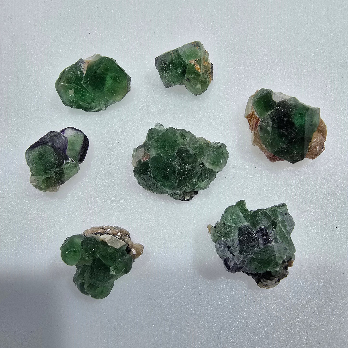 Lot of 7 Phantom Fluorite, Muscovite, Schörl Tourmaline Erongo, Namibia 13-20mm #12312 