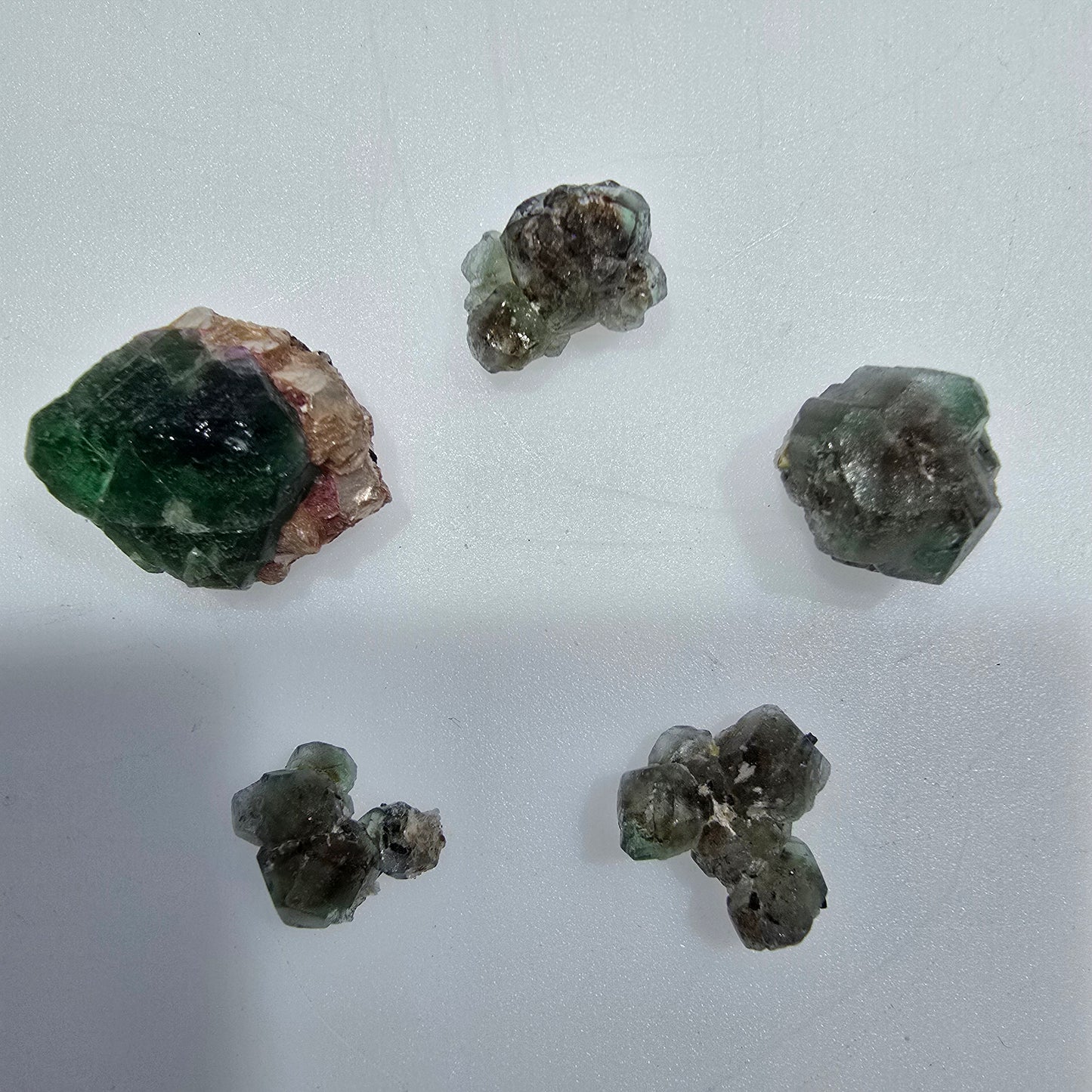 Lot of 6 Phantom Fluorite, Muscovite, Schörl Tourmaline Erongo, Namibia 13-21mm #12314 