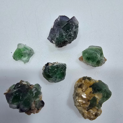 Lot of 7 Phantom Fluorite, Muscovite, Schörl Tourmaline Erongo, Namibia 13-26mm #12317 