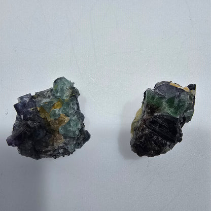 Lot de 2 pierres : Fluorite fantôme, Muscovite, Tourmaline Schörl, Erongo, Namibie, 27-29 mm, n° 12319 