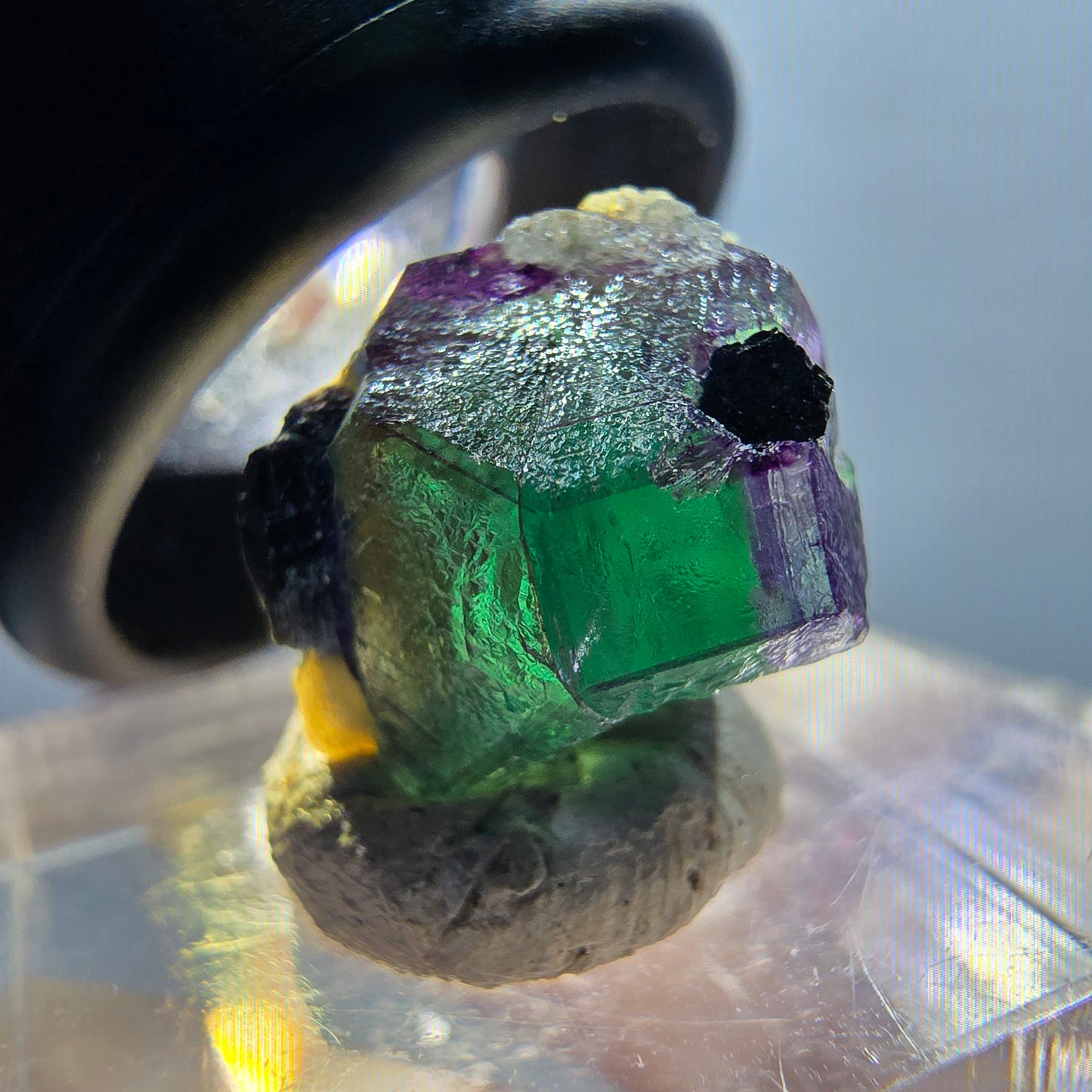 Phantom Fluorite, Schörl Tourmaline, Hyalite Opal, Muscovite Erongo, Namibia 15*12*11mm #12337 