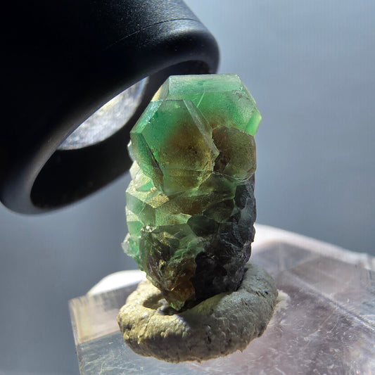 Phantom Fluorit, hexagonal, Schörl Turmalin Stufe Erongo, Namibia 20*11*12mm #12340