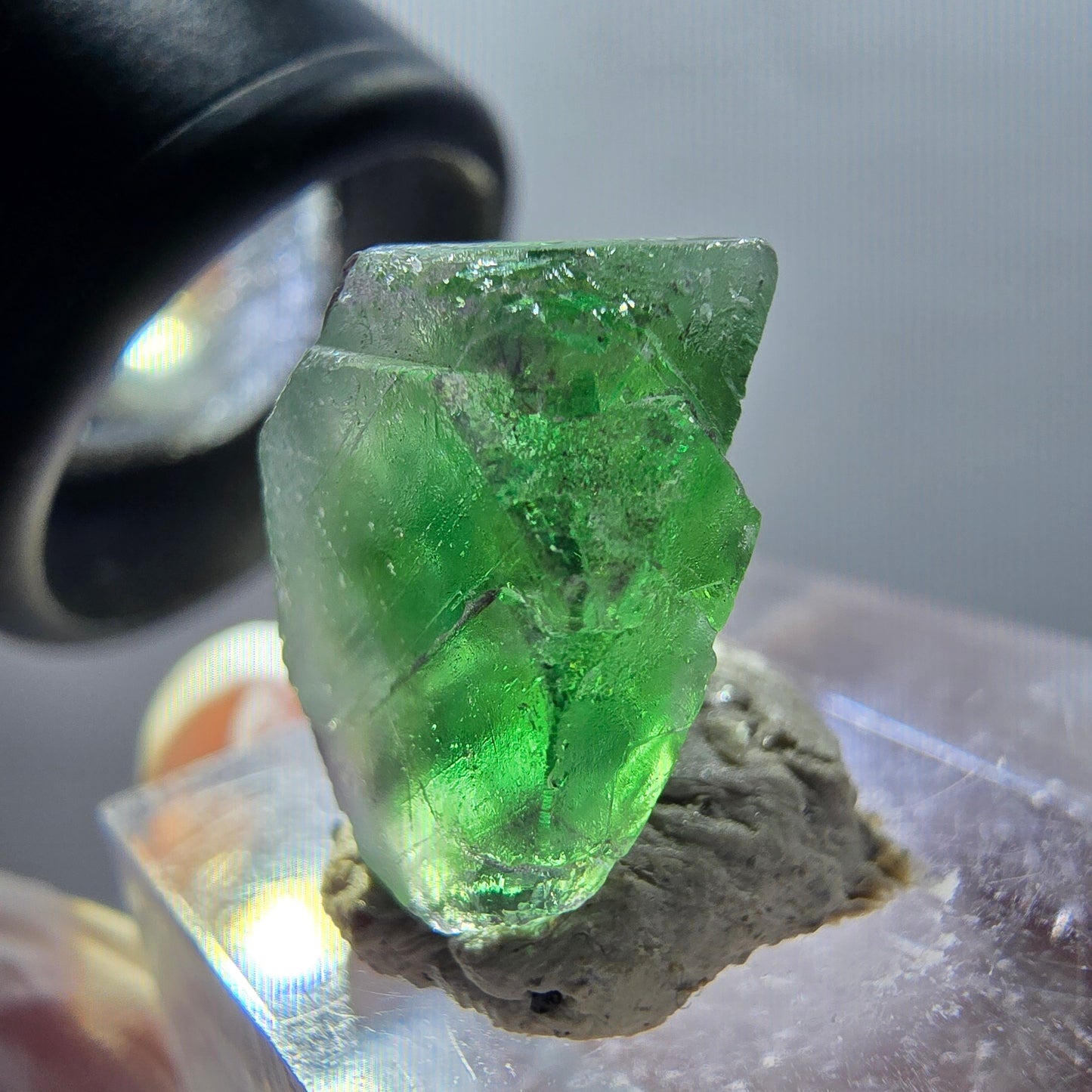 Seltener Phantom Fluorit Würfel Kristall, grün lila Erongo, Namibia 16*11*9mm #12342