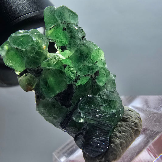 Phantom Fluorit, Schörl Turmalin, Muskovit Stufe Erongo, Namibia 31*17*11mm #12347