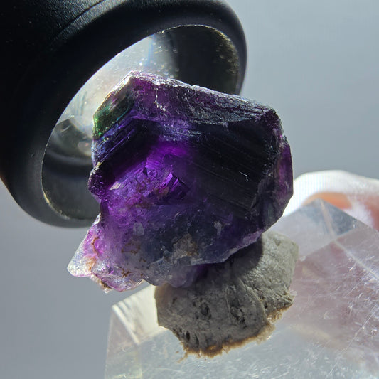 Seltener Phantom Fluorit Würfel Kristall, grün lila Okorusu, Namibia 22*22*16mm #12350