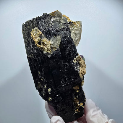Grande pièce de tourmaline schorl, fluorite, quartz fumé, muscovite Erongo, Namibie 113*51*50mm #12351