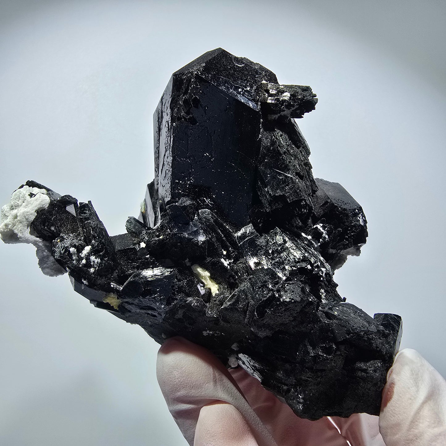 Large Schorl Tourmaline, Hyalite Opal, Orthoclase Specimen Erongo, Namibia 92*71*64mm #12354