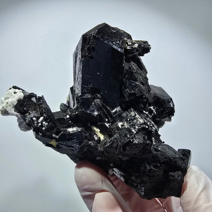 Large Schorl Tourmaline, Hyalite Opal, Orthoclase Specimen Erongo, Namibia 92*71*64mm #12354