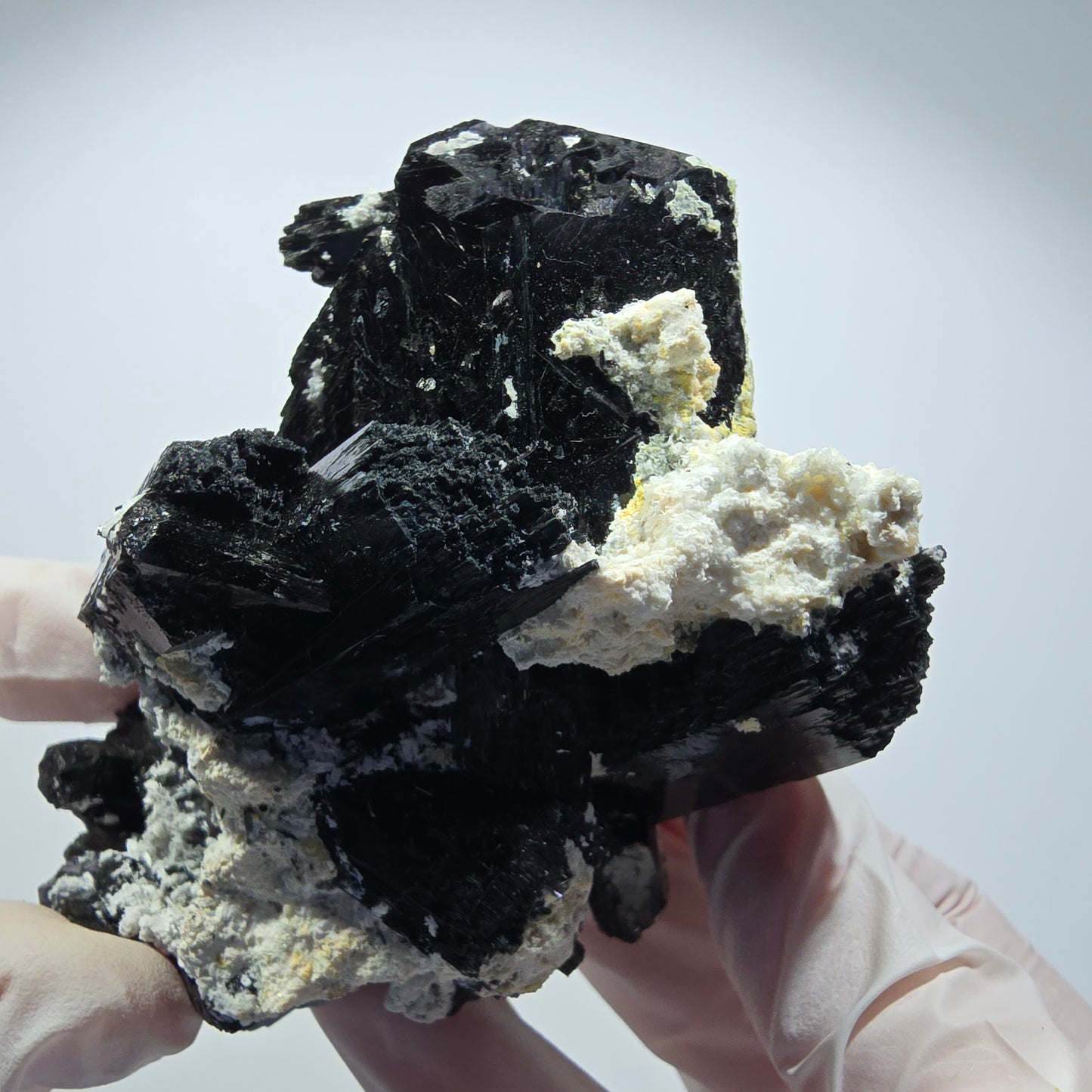 Large Schorl Tourmaline, Hyalite Opal, Orthoclase Specimen Erongo, Namibia 92*71*64mm #12354