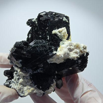 Large Schorl Tourmaline, Hyalite Opal, Orthoclase Specimen Erongo, Namibia 92*71*64mm #12354