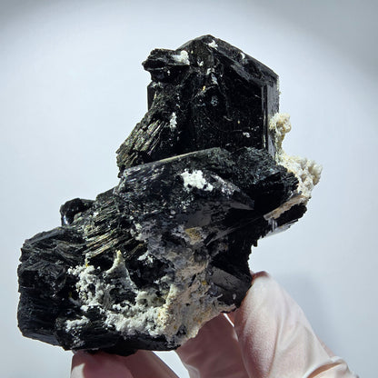 Large Schorl Tourmaline, Hyalite Opal, Orthoclase Specimen Erongo, Namibia 92*71*64mm #12354