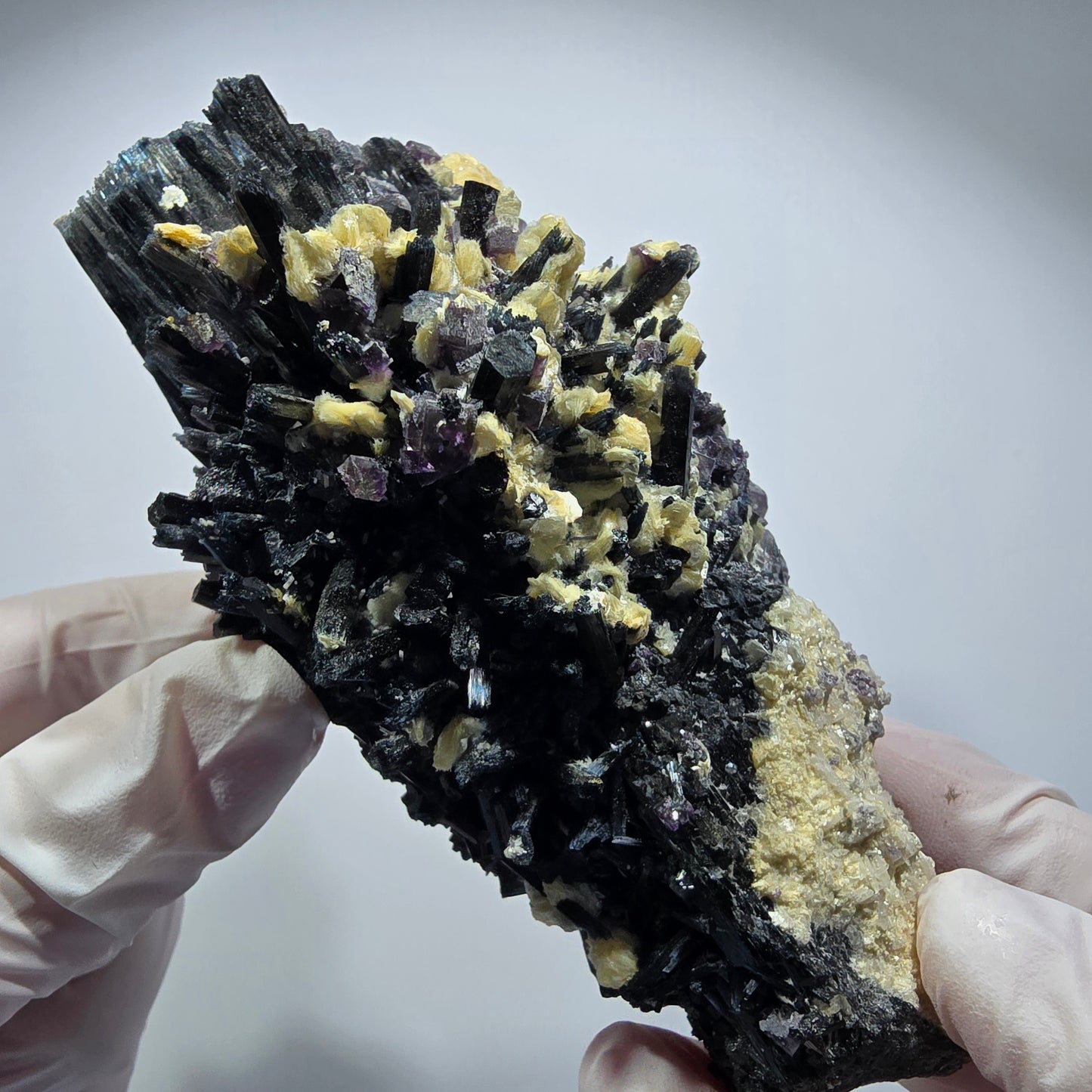 XL Schörl Turmalin mit Phantom Fluorit, Hyalit Opal, Muskovit Erongo, Namibia 130*62*54mm #12356