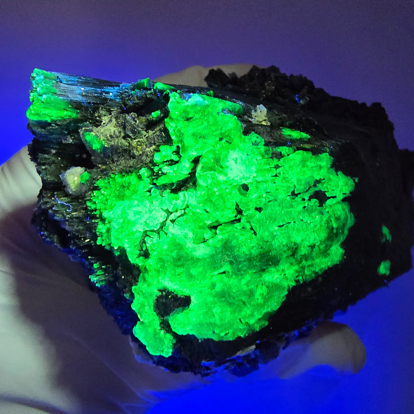 XL Schörl Turmalin mit Phantom Fluorit, Hyalit Opal, Muskovit Erongo, Namibia 130*62*54mm #12356