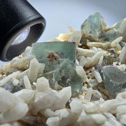 Große Phantom Fluorit, zonal, Quarz, Orthoklas Stufe Brandberg, Namibia 81*71*47mm #12363