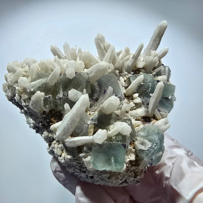 Große Phantom Fluorit, zonal, Quarz, Orthoklas Stufe Brandberg, Namibia 81*71*47mm #12363