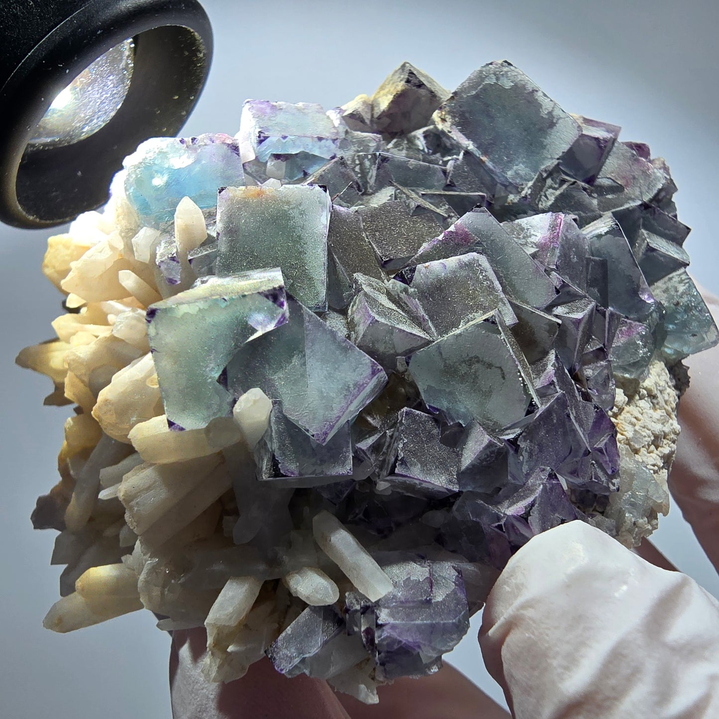 Große Phantom Fluorit, zonal, Quarz, Orthoklas Stufe Brandberg, Namibia 82*65*58mm #12364