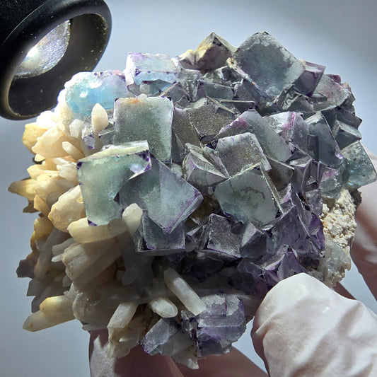 Große Phantom Fluorit, zonal, Quarz, Orthoklas Stufe Brandberg, Namibia 82*65*58mm #12364