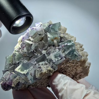 Große Phantom Fluorit, zonal, Quarz, Orthoklas Stufe Brandberg, Namibia 82*65*58mm #12364