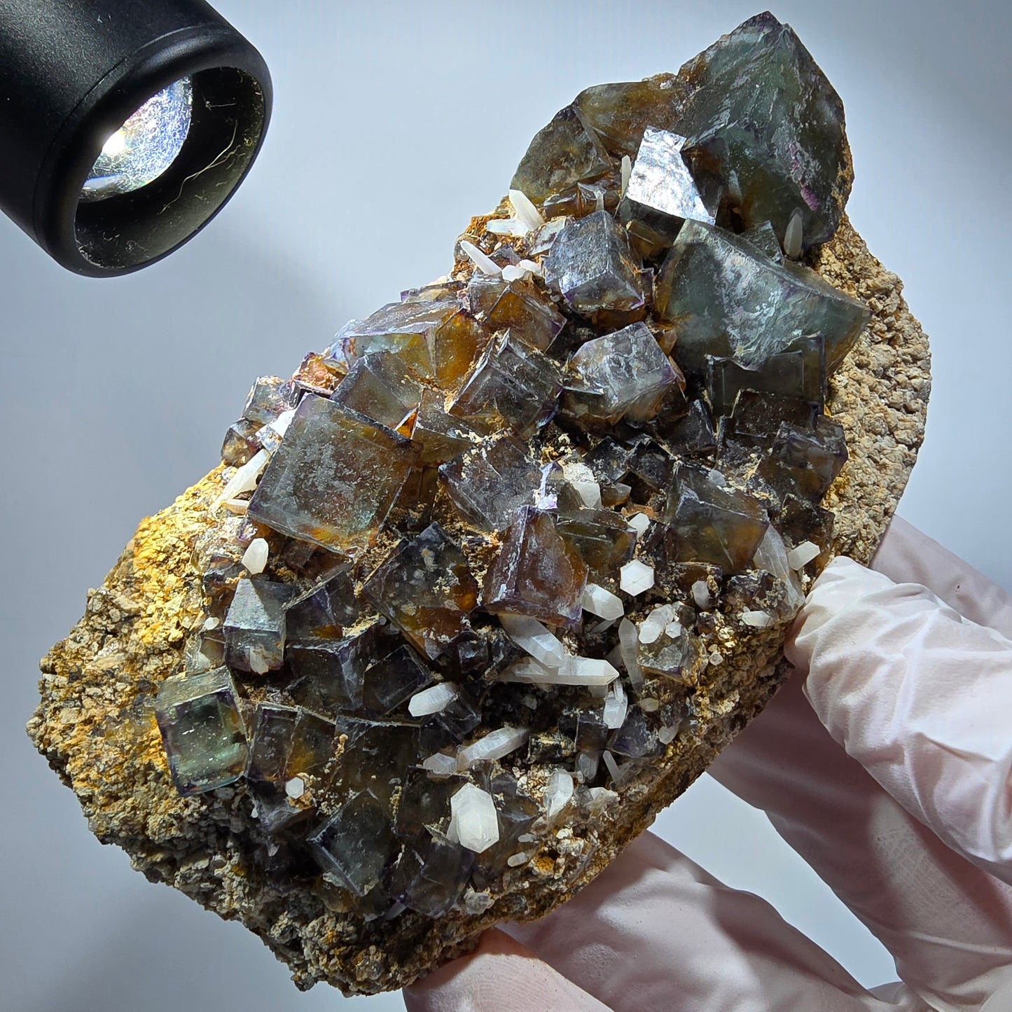 Große Phantom Fluorit, zonal, Quarz, Orthoklas Stufe Brandberg, Namibia 110*62*39mm #12366