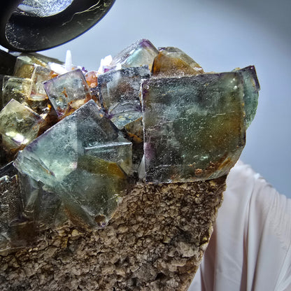 Große Phantom Fluorit, zonal, Quarz, Orthoklas Stufe Brandberg, Namibia 110*62*39mm #12366