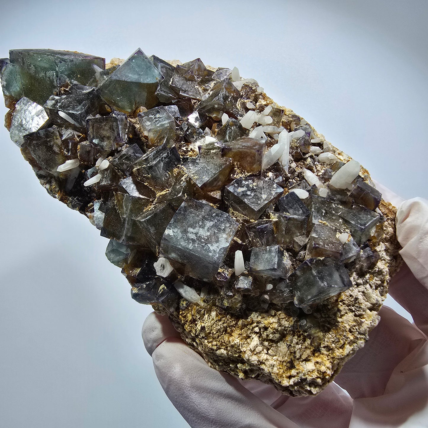 Große Phantom Fluorit, zonal, Quarz, Orthoklas Stufe Brandberg, Namibia 110*62*39mm #12366
