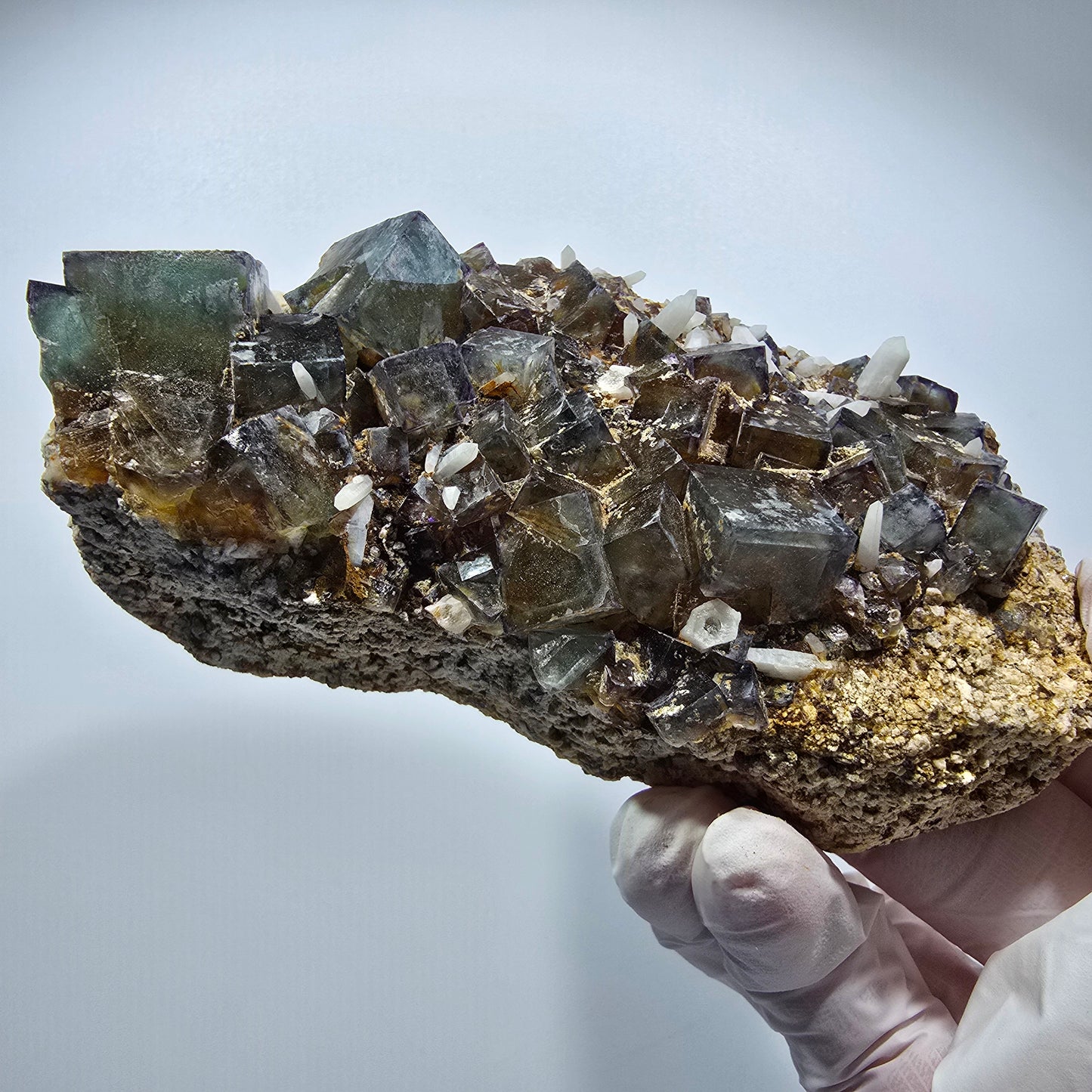 Große Phantom Fluorit, zonal, Quarz, Orthoklas Stufe Brandberg, Namibia 110*62*39mm #12366