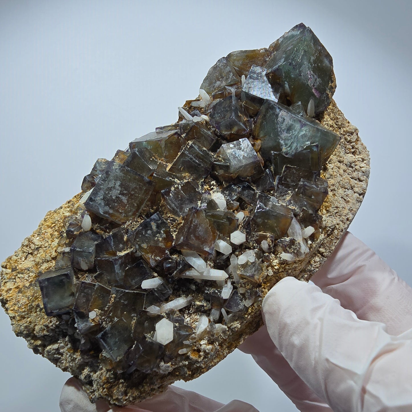 Große Phantom Fluorit, zonal, Quarz, Orthoklas Stufe Brandberg, Namibia 110*62*39mm #12366