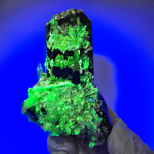 Schorl Tourmaline, Hyalite Opal, Smoky Quartz, Muscovite Specimen Erongo, Namibia 76*51*38mm #12378
