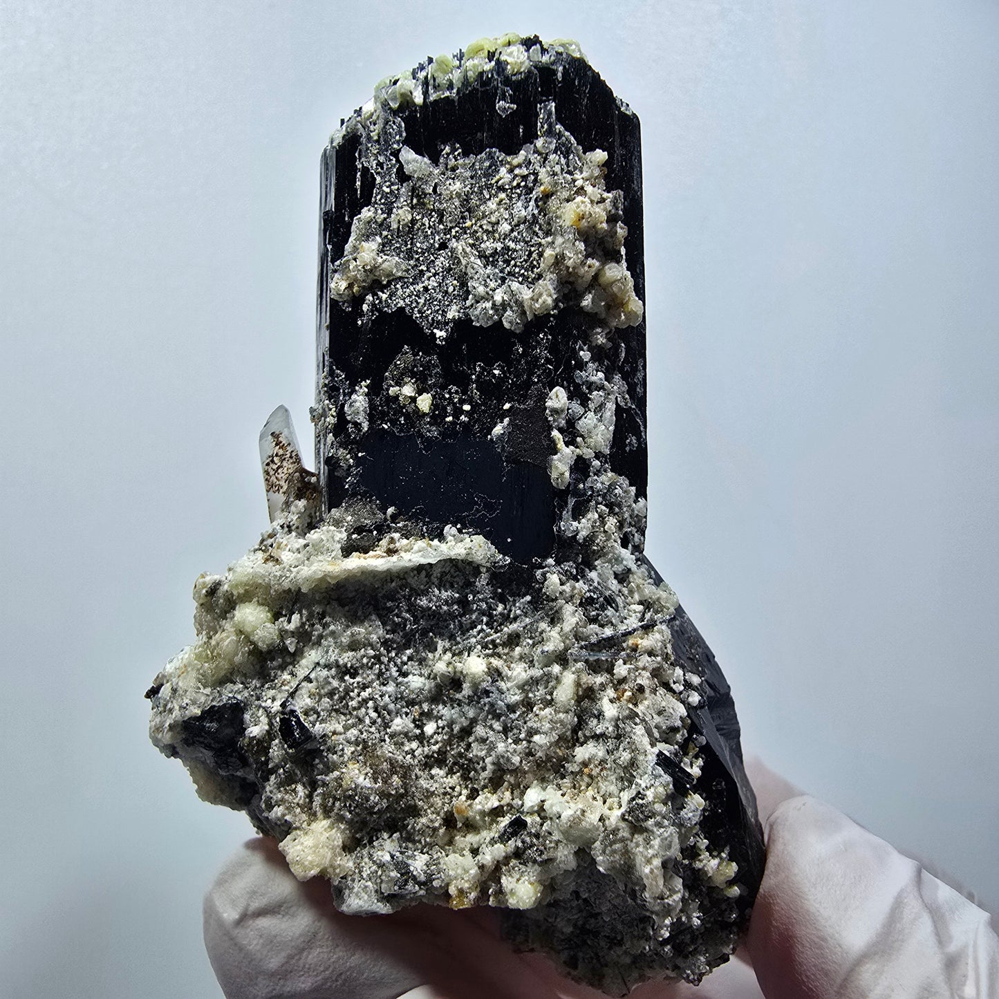 Schorl Tourmaline, Hyalite Opal, Smoky Quartz, Muscovite Specimen Erongo, Namibia 76*51*38mm #12378
