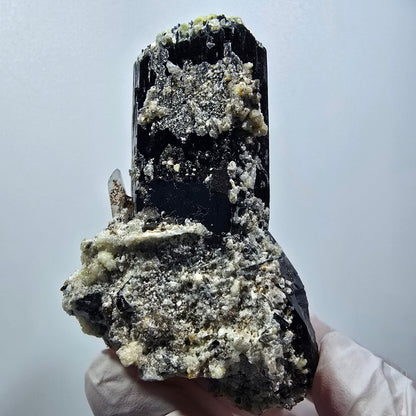 Schorl Tourmaline, Hyalite Opal, Smoky Quartz, Muscovite Specimen Erongo, Namibia 76*51*38mm #12378