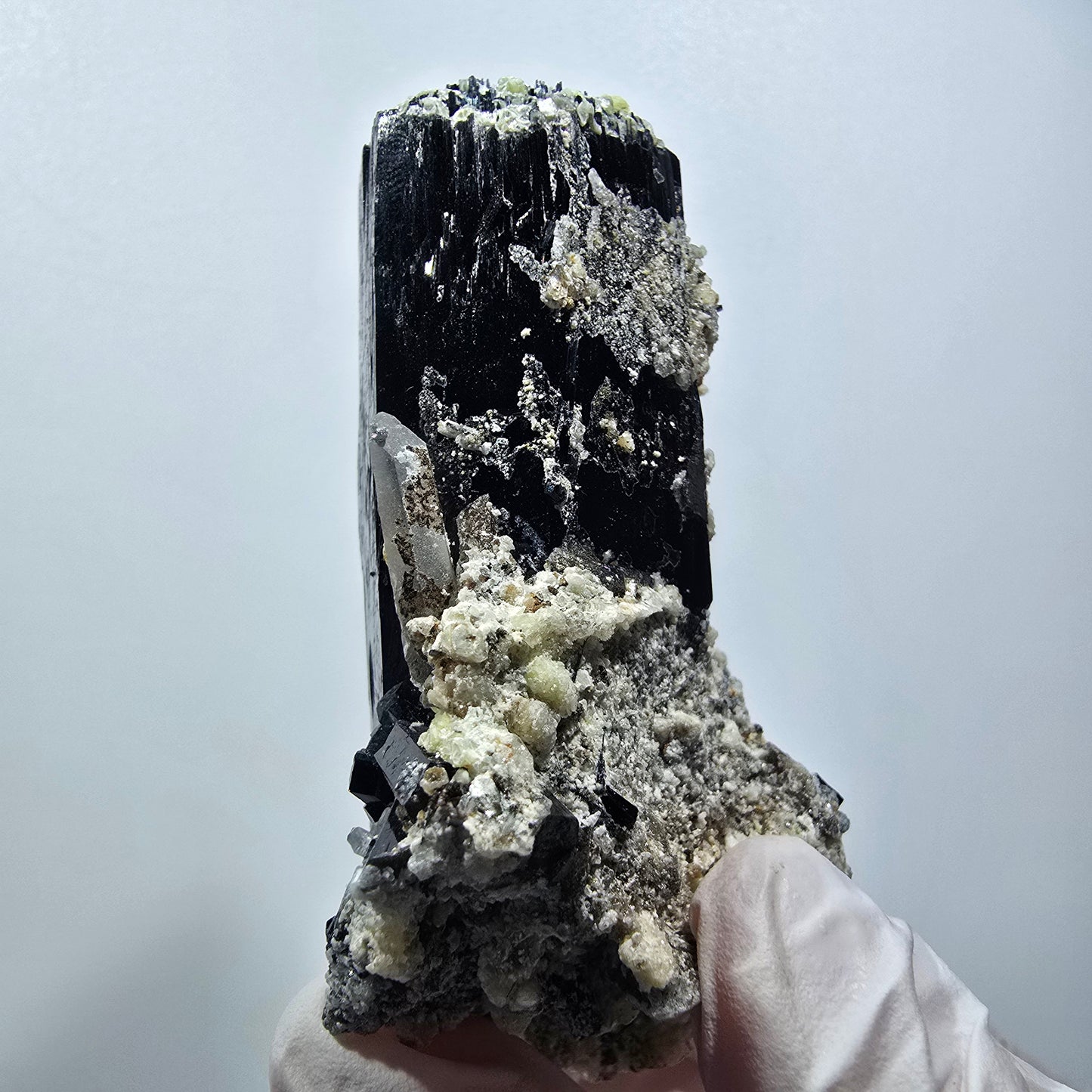 Schorl Tourmaline, Hyalite Opal, Smoky Quartz, Muscovite Specimen Erongo, Namibia 76*51*38mm #12378