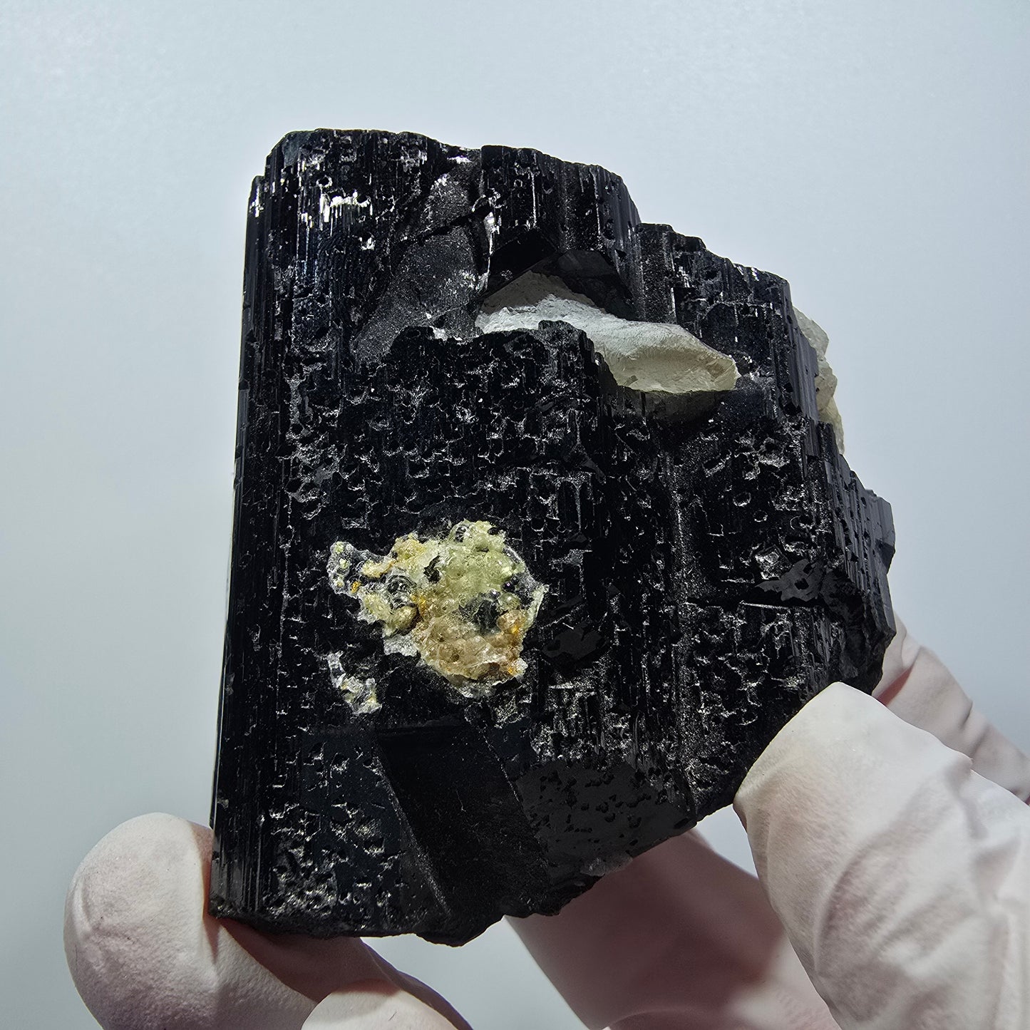 Schörl Turmalin, Hyalit Opal, Rauchquarz Stufe Erongo, Namibia 72*57*44mm #12392